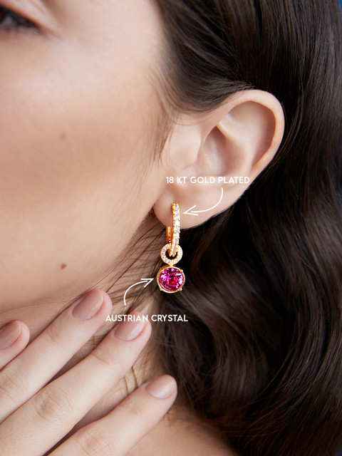 AIKA BY MINUTIAE Gold-Toned Contemporary Crystals Drop Earrings - Image 4