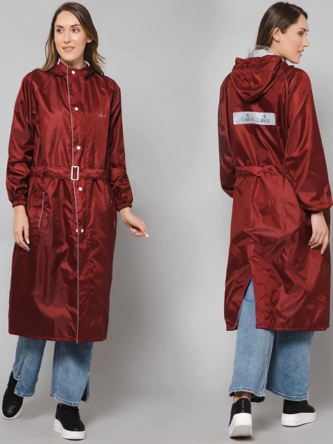 THE CLOWNFISH Drizzle Diva Waterproof Leakproof Reversible Double Layer Hooded Rain Jacket