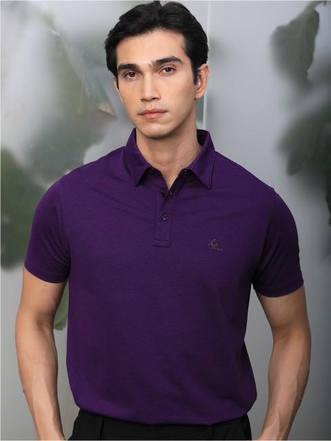 RARE RABBIT Men Rings-4 Slim Fit Solid Polo Collar T-Shirt