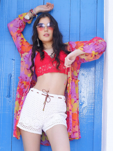 Sera Women Floral Printed Open Front Shrug