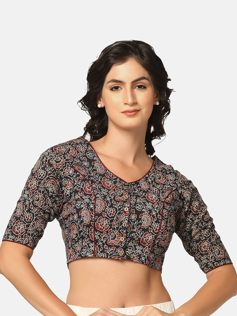 THE WEAVE TRAVELLER Hand Block Printed Cotton Non Paded Without Lining Blouse