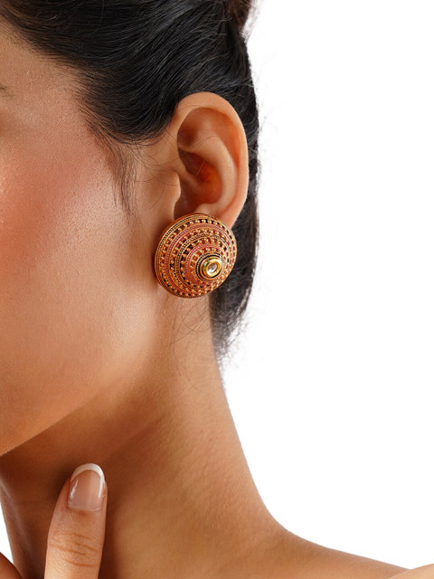 Anouk Gold-Plated Circular Shaped Studs Earrings