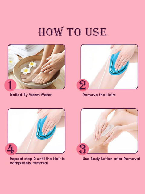 byPureNaturals Crystal Painless Hair Removal Tool for Face-Hands & Legs - Pink - Image 2