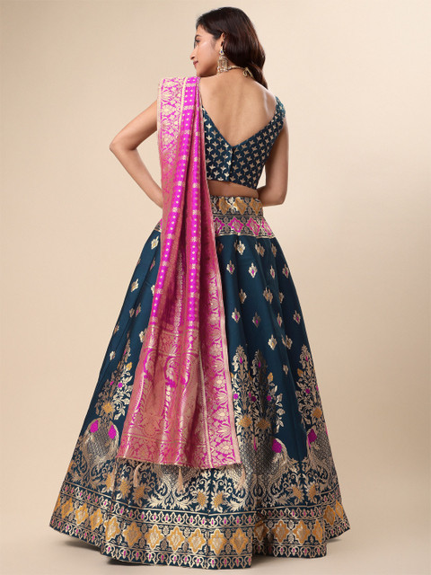 PURVAJA Woven Design Ready to Wear Lehenga & Unstitched Blouse With Dupatta - Image 4