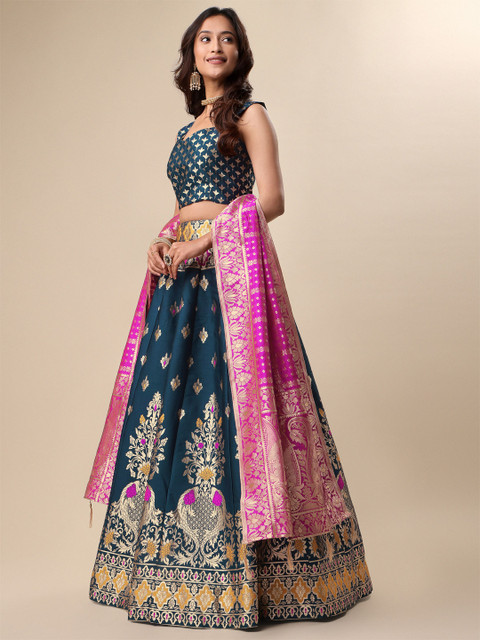 PURVAJA Woven Design Ready to Wear Lehenga & Unstitched Blouse With Dupatta - Image 3