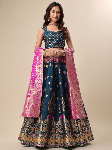 PURVAJA Woven Design Ready to Wear Lehenga & Unstitched Blouse With Dupatta - Image 7
