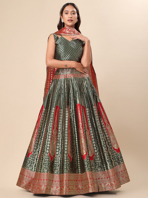 PURVAJA Woven Design Ready to Wear Lehenga & Unstitched Blouse With Dupatta