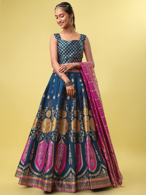 PURVAJA Woven Design Ready to Wear Lehenga & Unstitched Blouse With Dupatta
