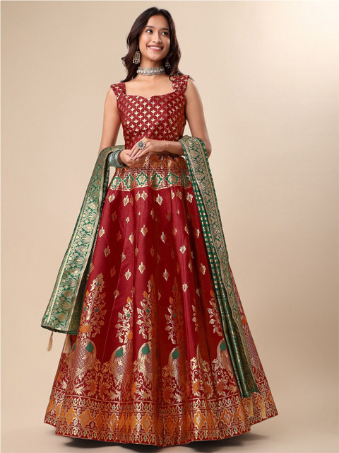 PURVAJA Woven Design Ready to Wear Lehenga & Unstitched Blouse With Dupatta