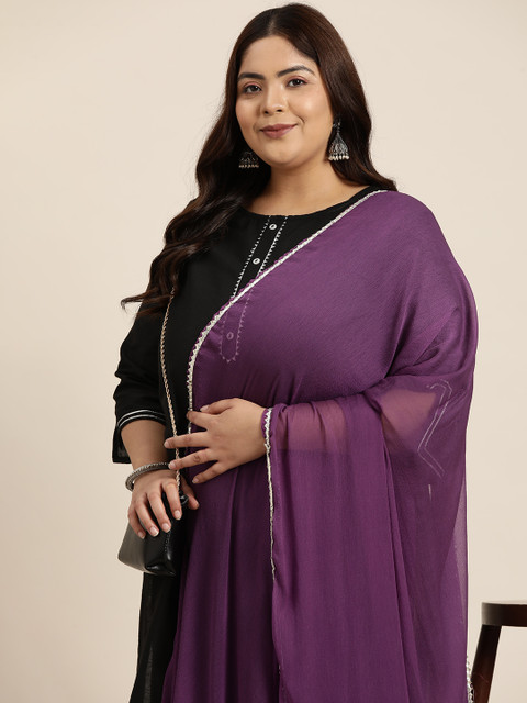 Sztori Solid Dupatta with Gotta Patti
