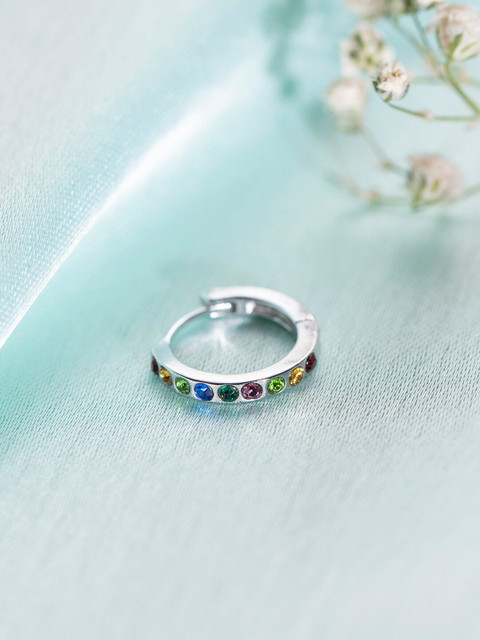 Zavya Women 925 Pure Silver Rhodium-Plated CZ Stone-Studded Nose Ring