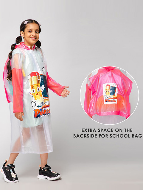 THE CLOWNFISH Toon Caper Kids Waterproof Adjustable Hood Extra Space Rain Jacket - Image 4