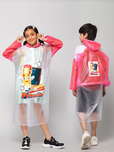 THE CLOWNFISH Toon Caper Kids Waterproof Adjustable Hood Extra Space Rain Jacket - Image 3