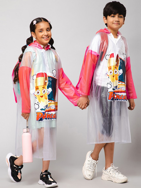 THE CLOWNFISH Toon Caper Kids Waterproof Adjustable Hood Extra Space Rain Jacket - Image 2