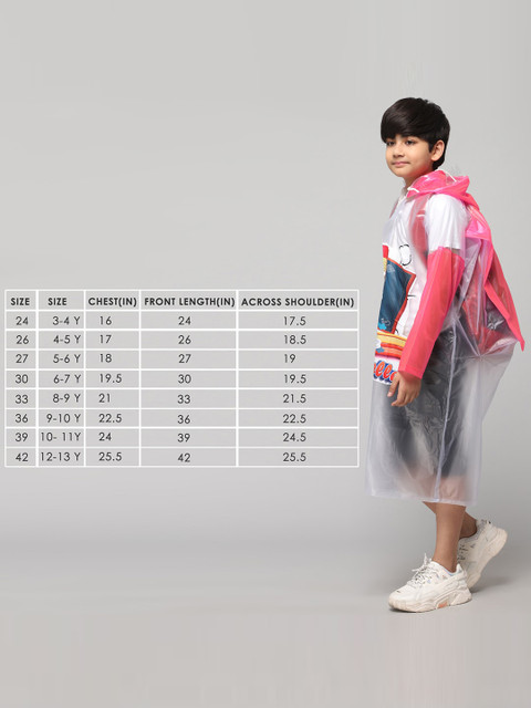THE CLOWNFISH Toon Caper Kids Waterproof Adjustable Hood Extra Space Rain Jacket - Image 7