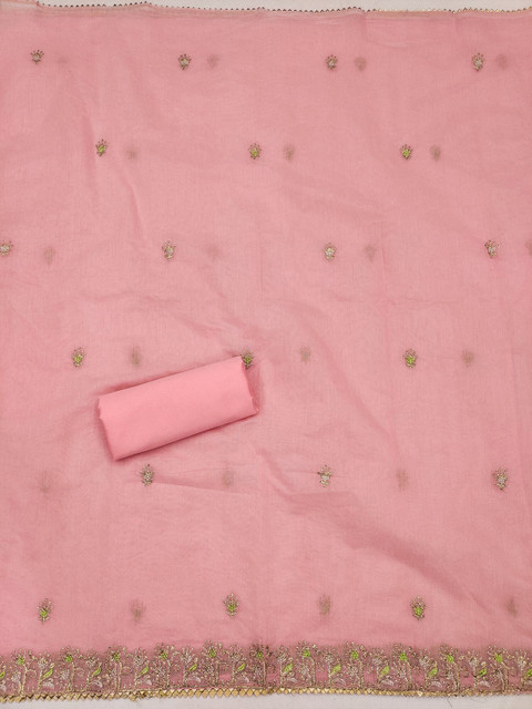 KALINI Floral Embroidered Art Silk Unstitched Dress Material - Image 4