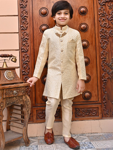 ahhaaaa Boys Embroidered Indo-Western Sherwani Set - Image 6