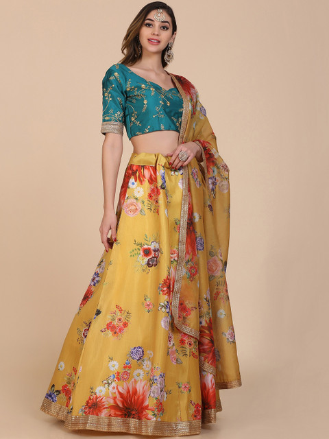 Warthy Ent Embroidered Sequinned Semi-Stitched Lehenga & Unstitched Blouse With Dupatta - Image 3