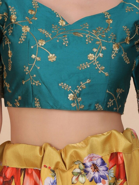 Warthy Ent Embroidered Sequinned Semi-Stitched Lehenga & Unstitched Blouse With Dupatta - Image 2
