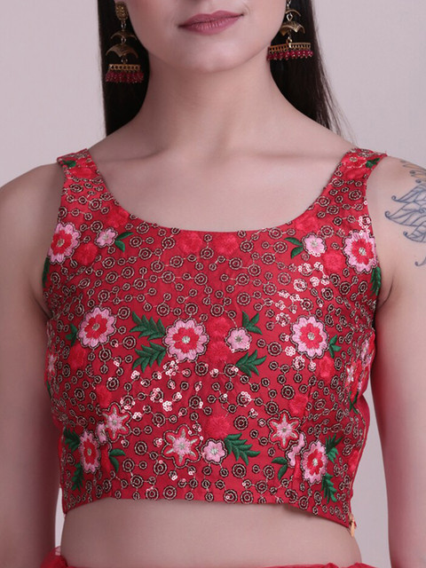 Warthy Ent Embroidered Thread Work Semi-Stitched Lehenga & Unstitched Blouse With Dupatta - Image 2