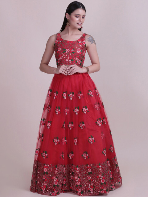 Warthy Ent Embroidered Thread Work Semi-Stitched Lehenga & Unstitched Blouse With Dupatta - Image 6