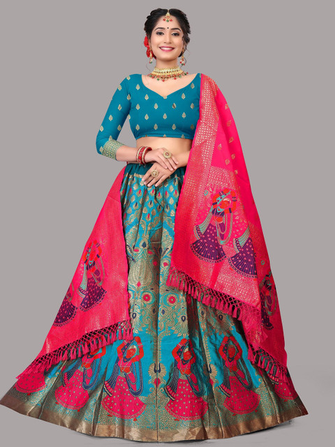 Warthy Ent Semi-Stitched Lehenga & Unstitched Blouse With Dupatta