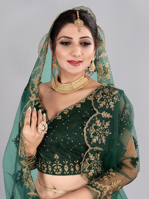 Warthy Ent Embroidered Thread Work Semi-Stitched Lehenga & Blouse With Dupatta - Image 2