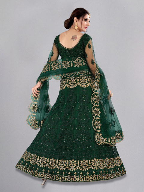 Warthy Ent Embroidered Thread Work Semi-Stitched Lehenga & Blouse With Dupatta - Image 5