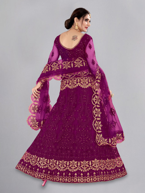 Warthy Ent Embroidered Thread Work Semi-Stitched Lehenga & Blouse With Dupatta - Image 5