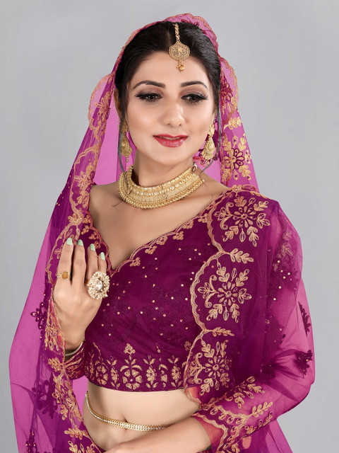 Warthy Ent Embroidered Thread Work Semi-Stitched Lehenga & Blouse With Dupatta - Image 2