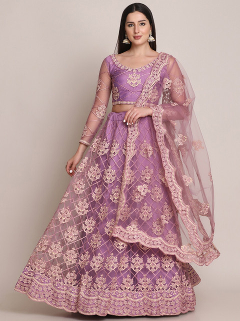 Warthy Ent Embroidered Thread Work Semi-Stitched Lehenga & Blouse With Dupatta