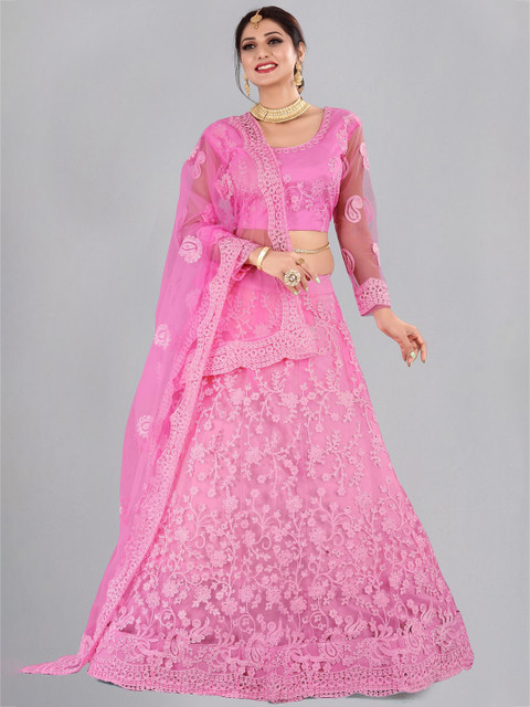 Warthy Ent Embroidered Thread Work Semi-Stitched Lehenga & Unstitched Blouse With Dupatta