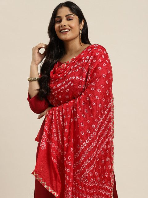 Sztori Bandahani Printed Dupatta with Gotta Patti Detail