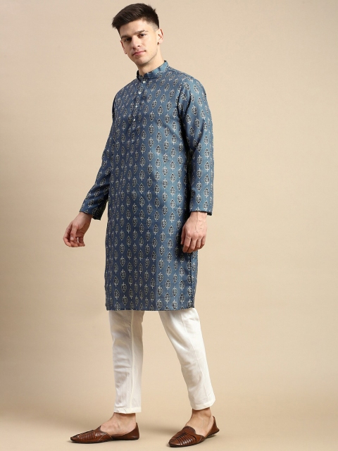Amodh by Kisah Ethnic Motifs Printed Cotton Straight Kurta - Image 3