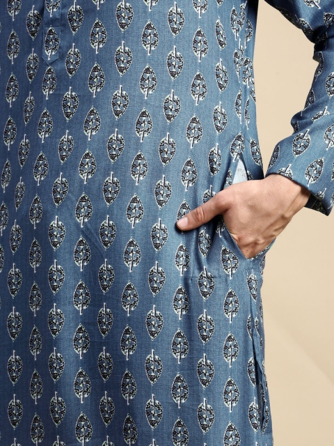 Amodh by Kisah Ethnic Motifs Printed Cotton Straight Kurta - Image 6