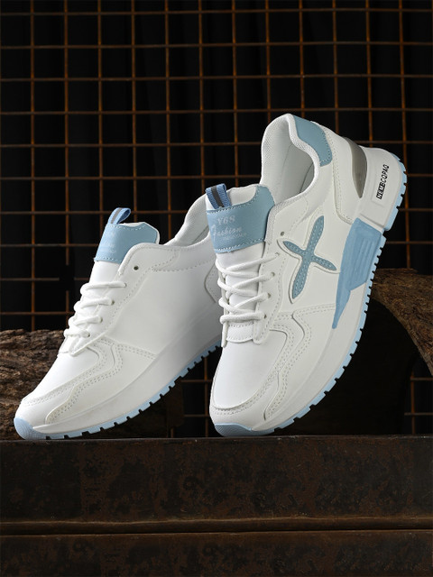 The Roadster Lifestyle Co. Women White And Blue Mesh Walking Sports Shoes