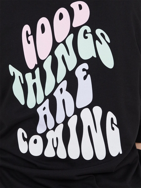 Styli Plus Size Typography Printed Oversized Fit T-shirt - Image 2