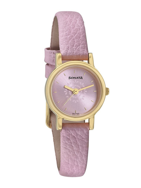 Sonata Floral Folkart Quartz Analog With Pink Dial Watch For Women - Nt8976yl04w
