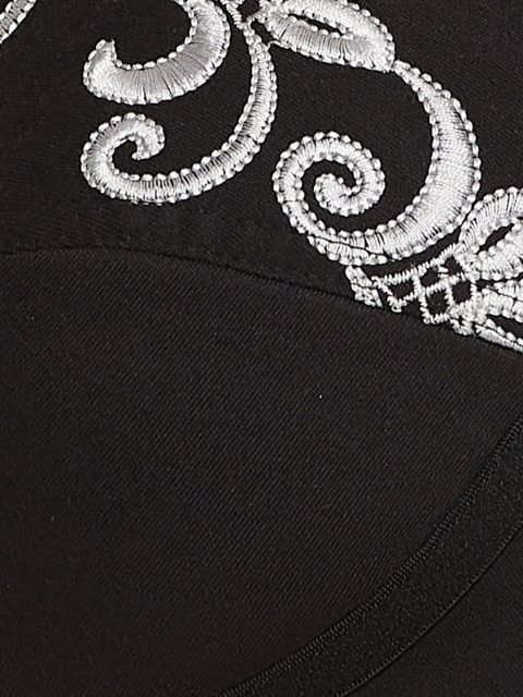 Clovia Black & Grey Floral Embroidered Non-Padded Full Coverage Cut & Sew Cotton Bra - Image 5
