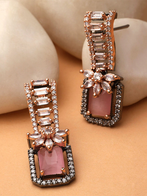 KARATCART Rose Gold-Plated Contemporary Drop Earrings