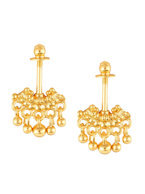 Vighnaharta Gold-Plated Teardrop Shaped Bugadi Earrings - Image 2