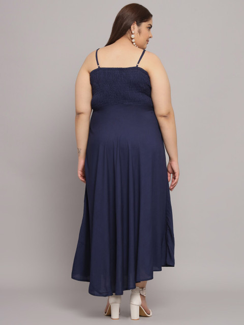 Funday Fashion Plus Size Shoulder Straps Smocked Maxi Dress - Image 4