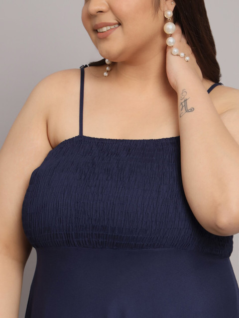 Funday Fashion Plus Size Shoulder Straps Smocked Maxi Dress - Image 2