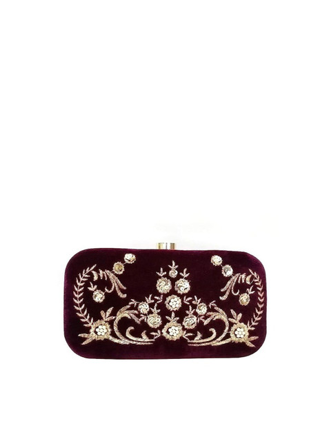FRINGES Embroidered Box Clutch