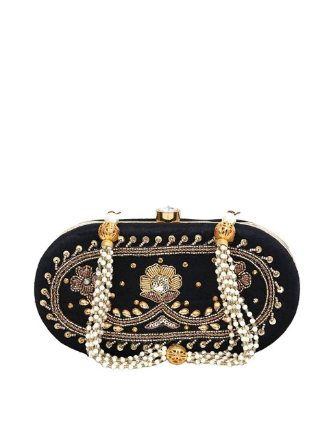 FRINGES Embroidered Embellished Box Clutch