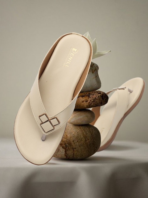 Denill Buckled Open Toe T-Strap Flats