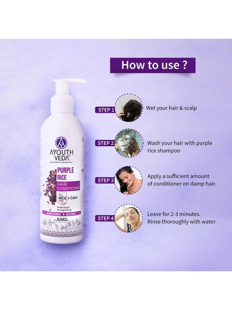 AYOUTHVEDA Purple Rice Hair Conditioner For Damaged & Frizzy Hair - 200ml - Image 6