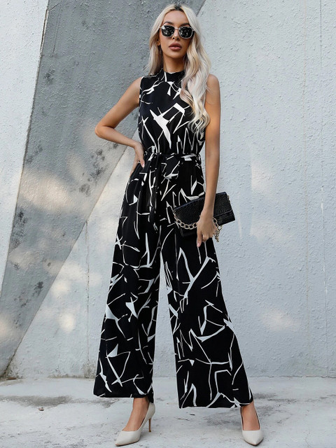 BAESD Abstract Printed Basic Jumpsuit