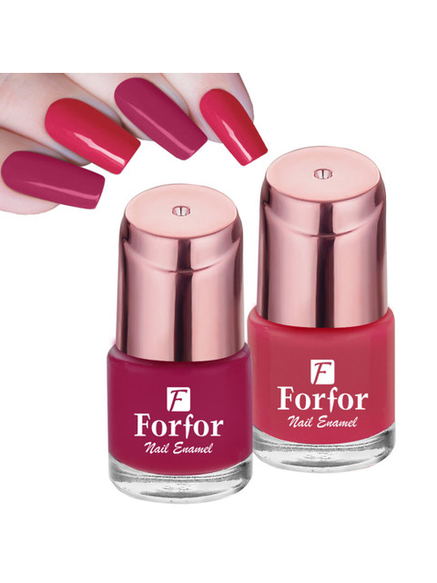 FORFOR Set of 2 Perfect Stay Glossy Nail Polish 6 ml Each - Glossy Pink & Light Pink