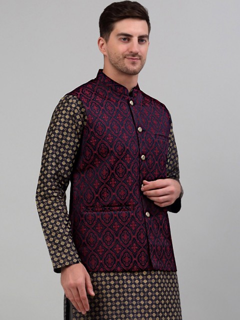 Jompers Woven Design Silk Cotton Nehru Jacket - Image 3